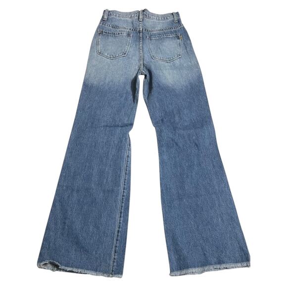 Vibrant Womens Jeans Juniors Size 5 Ripped Raw Hem Button Fly Wide Leg Denim - Picture 2 of 11